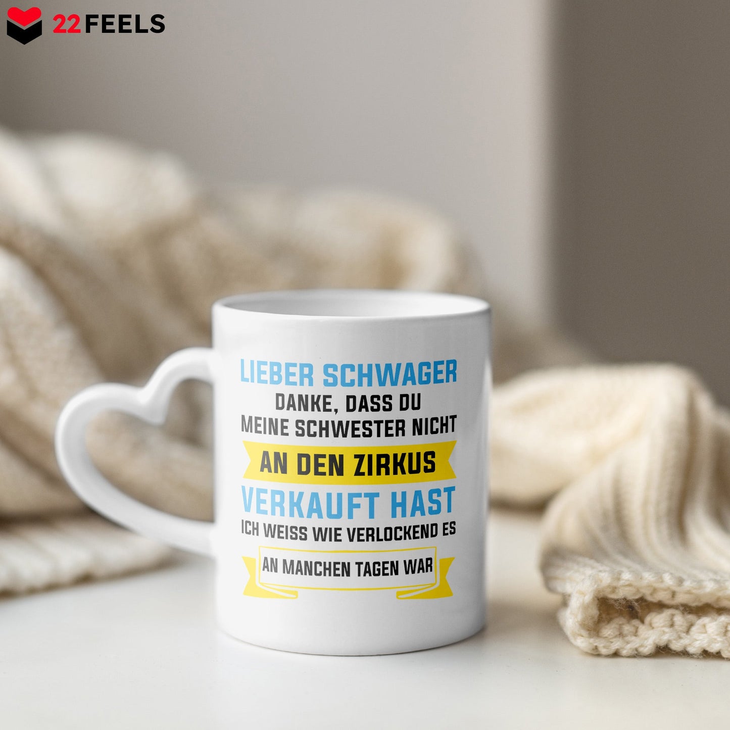 22Feels® Schwager Geschenk - Tasse mit Spruch (Herzhenkel, Weiss, 320ml)-Tasse Weiss Herzhenkel 320ml-22Feels