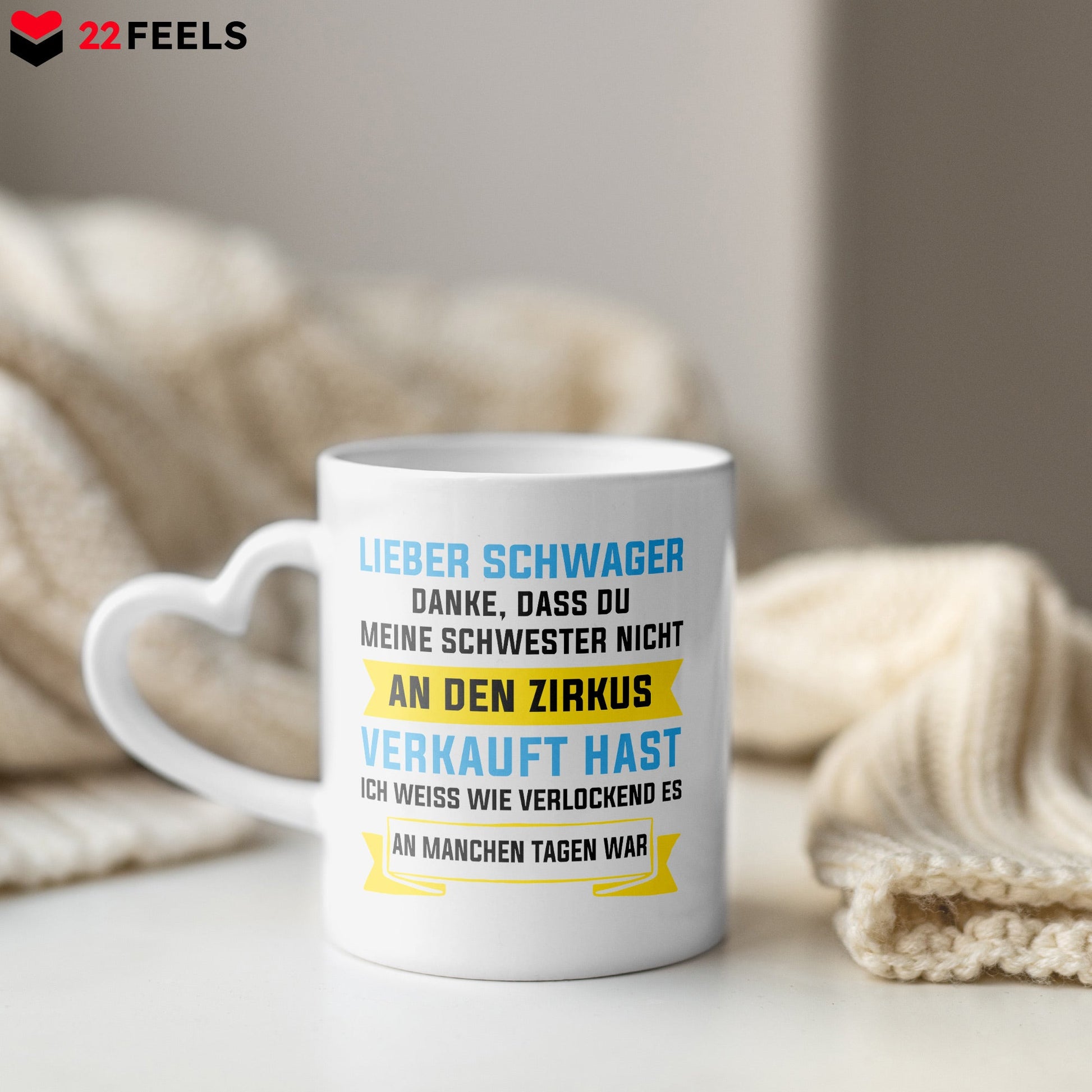 22Feels® Schwager Geschenk - Tasse mit Spruch (Herzhenkel, Weiss, 320ml)-Tasse Weiss Herzhenkel 320ml-22Feels
