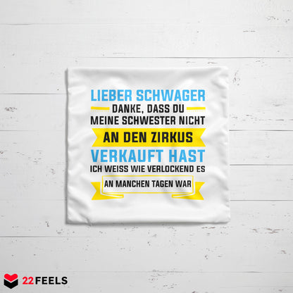 22Feels® Schwager Geschenk - Kissen mit Spruch (Weiss 40x40cm)-Kissen Weiss 40x40-22Feels