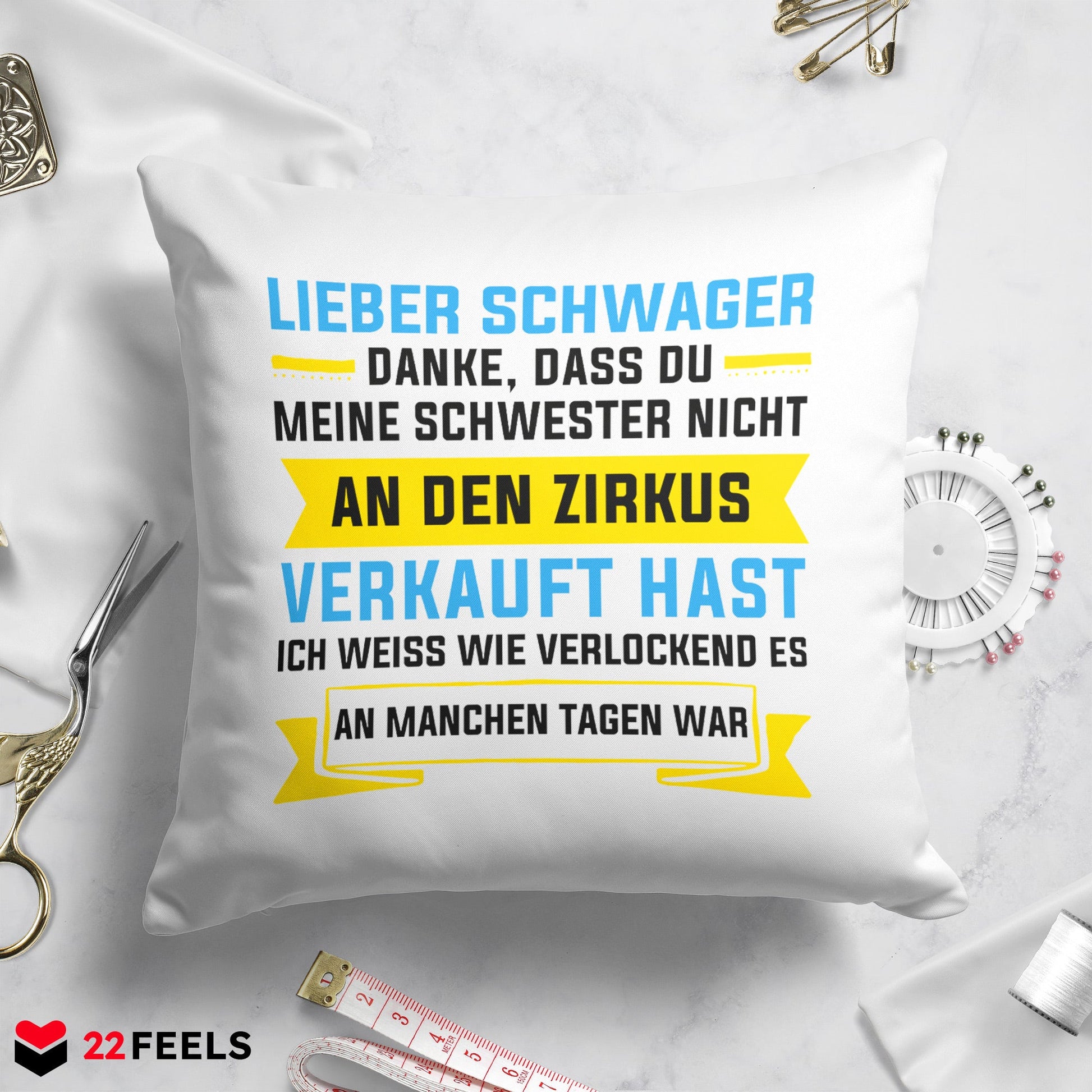 22Feels® Schwager Geschenk - Kissen mit Spruch (Weiss 40x40cm)-Kissen Weiss 40x40-22Feels