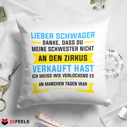22Feels® Schwager Geschenk - Kissen mit Spruch (Weiss 40x40cm)-Kissen Weiss 40x40-22Feels