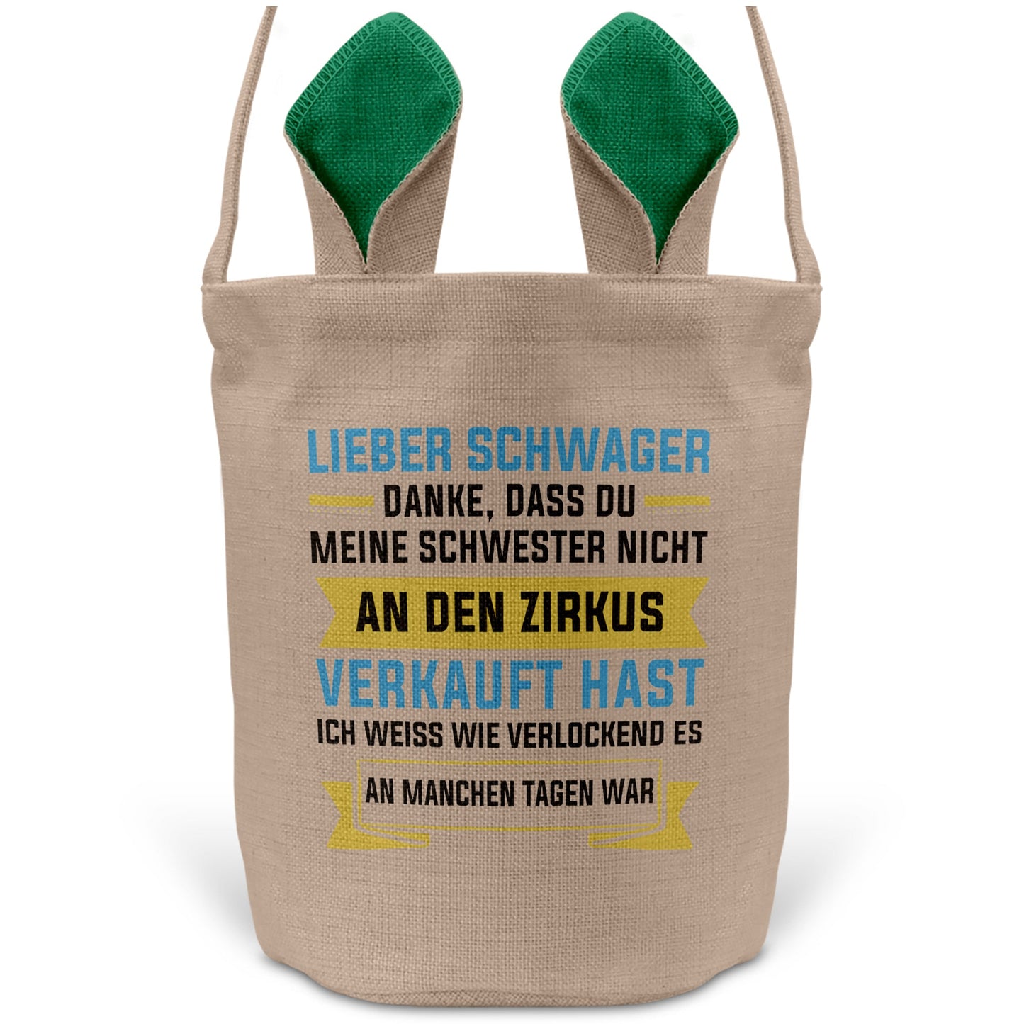 22Feels® Schwager Osterkorb -Meine Schwester- mit Henkel Ostergeschenk Tragetasche Ostern Deko Osternest Körbchen Hasenohren (Beige/Grün)-Ostern Tragetasche-22Feels