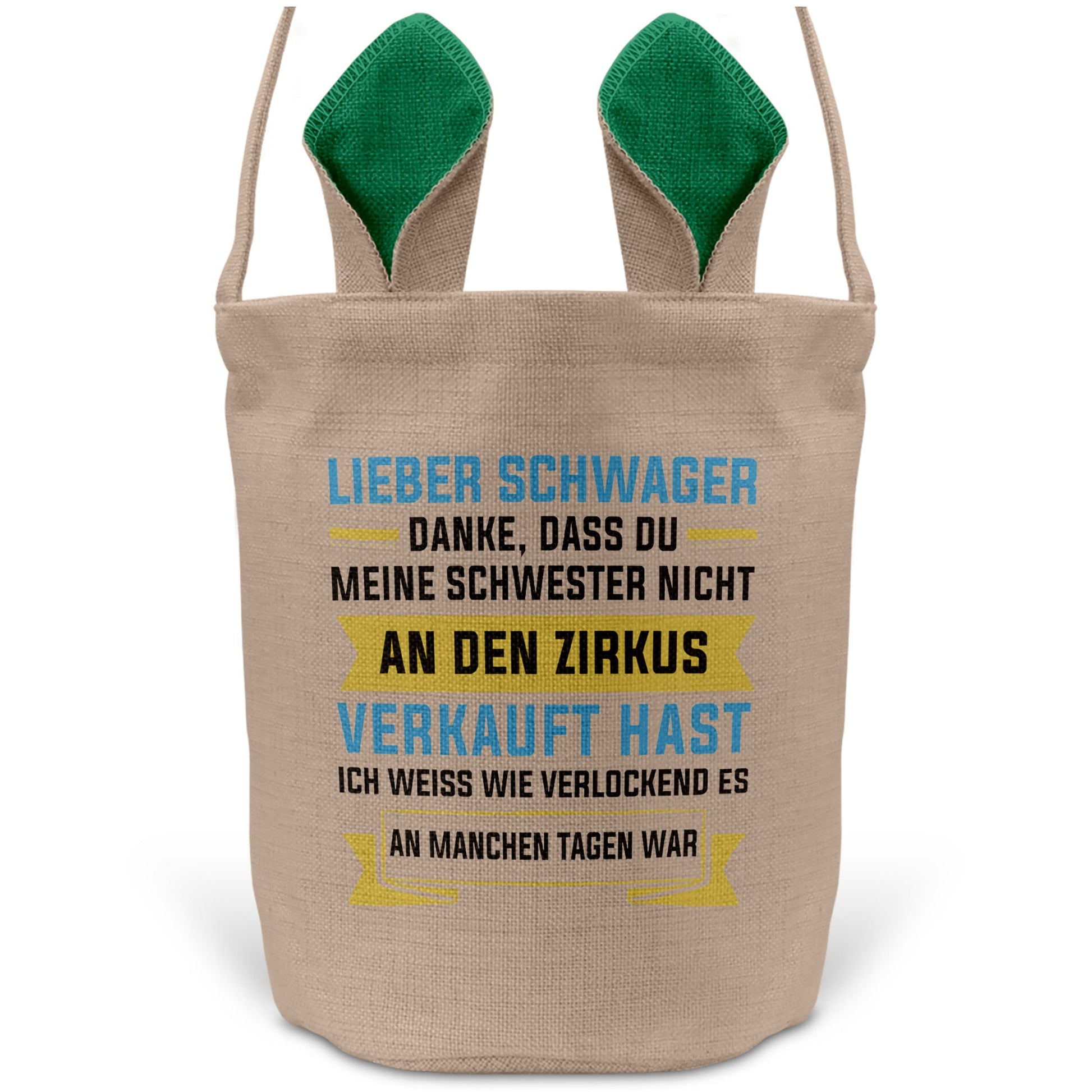 22Feels® Schwager Osterkorb -Meine Schwester- mit Henkel Ostergeschenk Tragetasche Ostern Deko Osternest Körbchen Hasenohren (Beige/Grün)-Ostern Tragetasche-22Feels