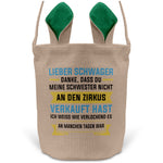 22Feels® Schwager Osterkorb -Meine Schwester- mit Henkel Ostergeschenk Tragetasche Ostern Deko Osternest Körbchen Hasenohren (Beige/Grün)-Ostern Tragetasche-22Feels