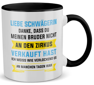 22Feels® Schwägerin Geschenk - Tasse mit Spruch (Weiss-Schwarz, 320ml)-TwoTone Tasse Weiss-Schwarz 320ml-22Feels