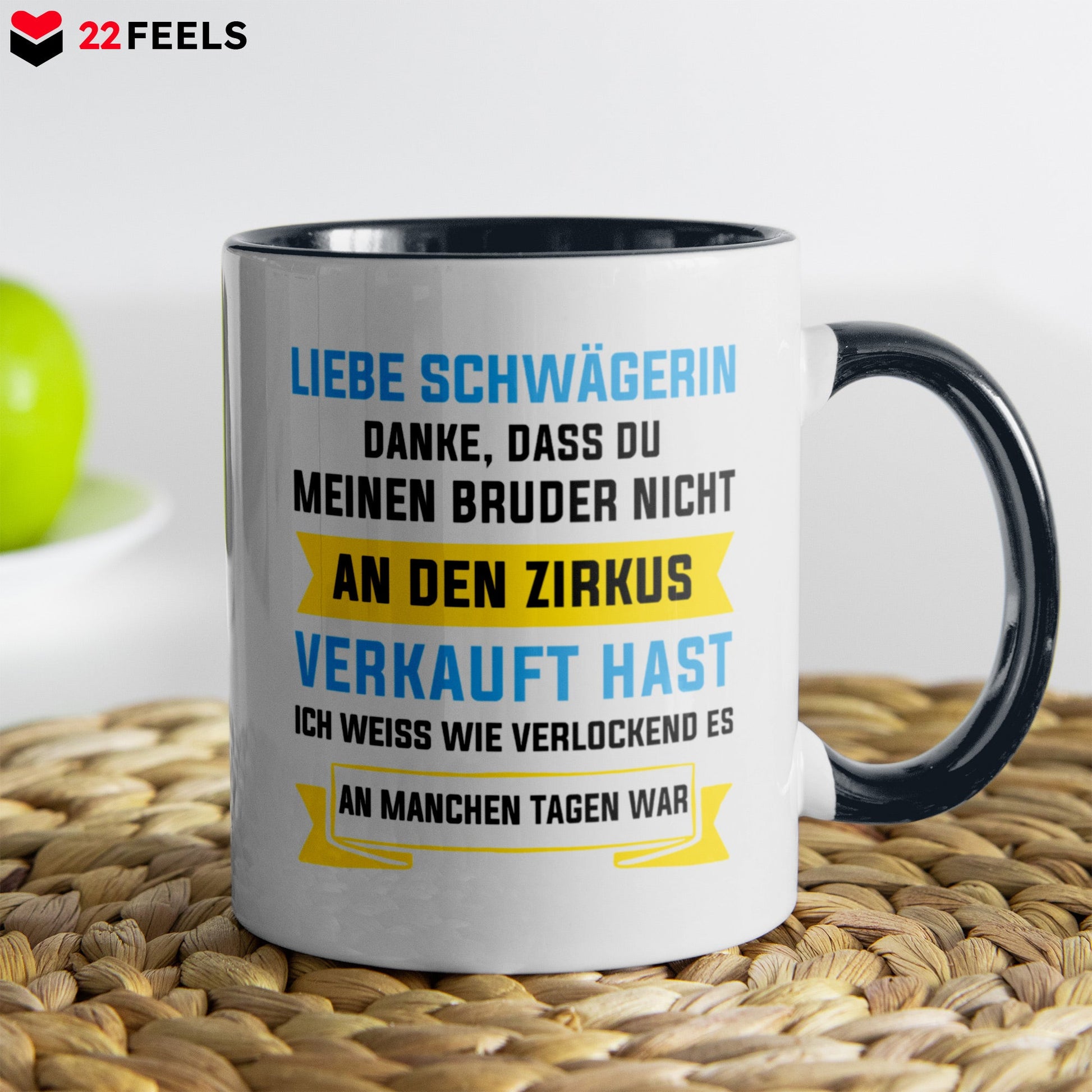 22Feels® Schwägerin Geschenk - Tasse mit Spruch (Weiss-Schwarz, 320ml)-TwoTone Tasse Weiss-Schwarz 320ml-22Feels
