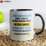 22Feels® Schwägerin Geschenk - Tasse mit Spruch (Weiss-Schwarz, 320ml)-TwoTone Tasse Weiss-Schwarz 320ml-22Feels