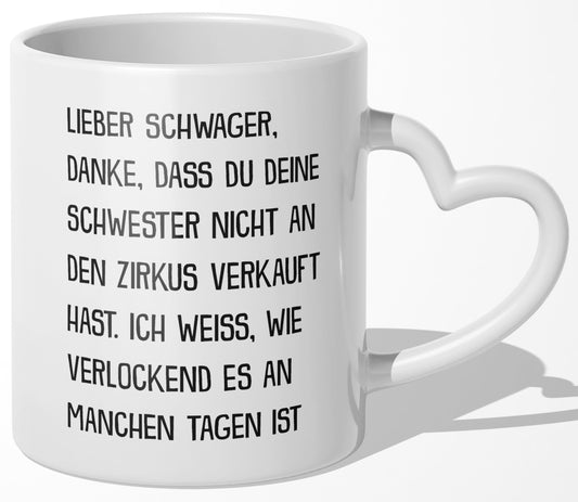 22Feels® Schwager Geschenk - Tasse mit Spruch (Herzhenkel, Weiss, 320ml)-Tasse Weiss Herzhenkel 320ml-22Feels