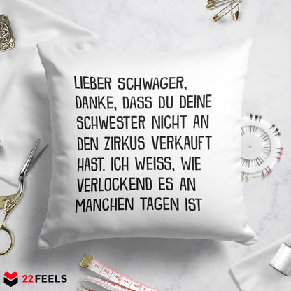 22Feels® Schwager Geschenk - Kissen mit Spruch (Weiss 40x40cm)-Kissen Weiss 40x40-22Feels
