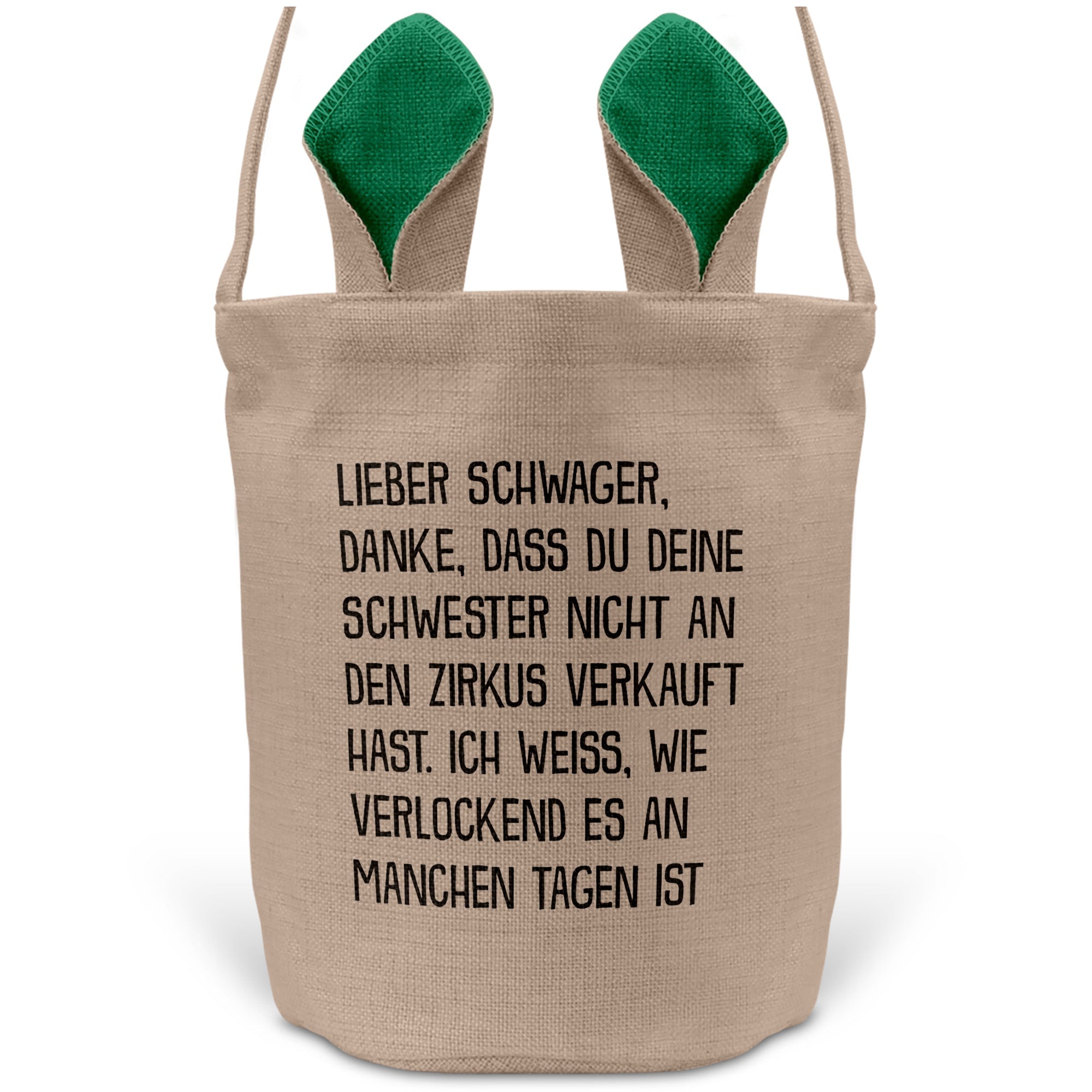 22Feels® Schwager Osterkorb -Deine Schwester- mit Henkel Ostergeschenk Tragetasche Ostern Deko Osternest Körbchen Hasenohren (Beige/Grün)-Ostern Tragetasche-22Feels