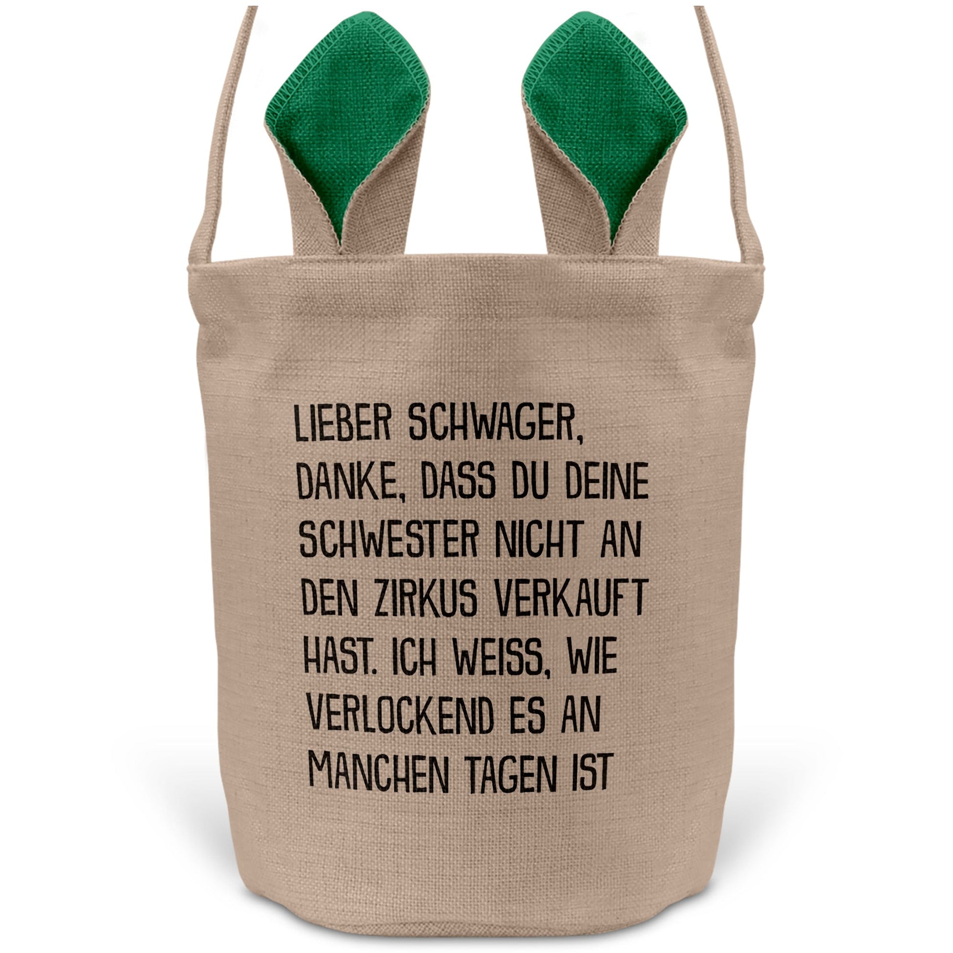 22Feels® Schwager Osterkorb -Deine Schwester- mit Henkel Ostergeschenk Tragetasche Ostern Deko Osternest Körbchen Hasenohren (Beige/Grün)-Ostern Tragetasche-22Feels