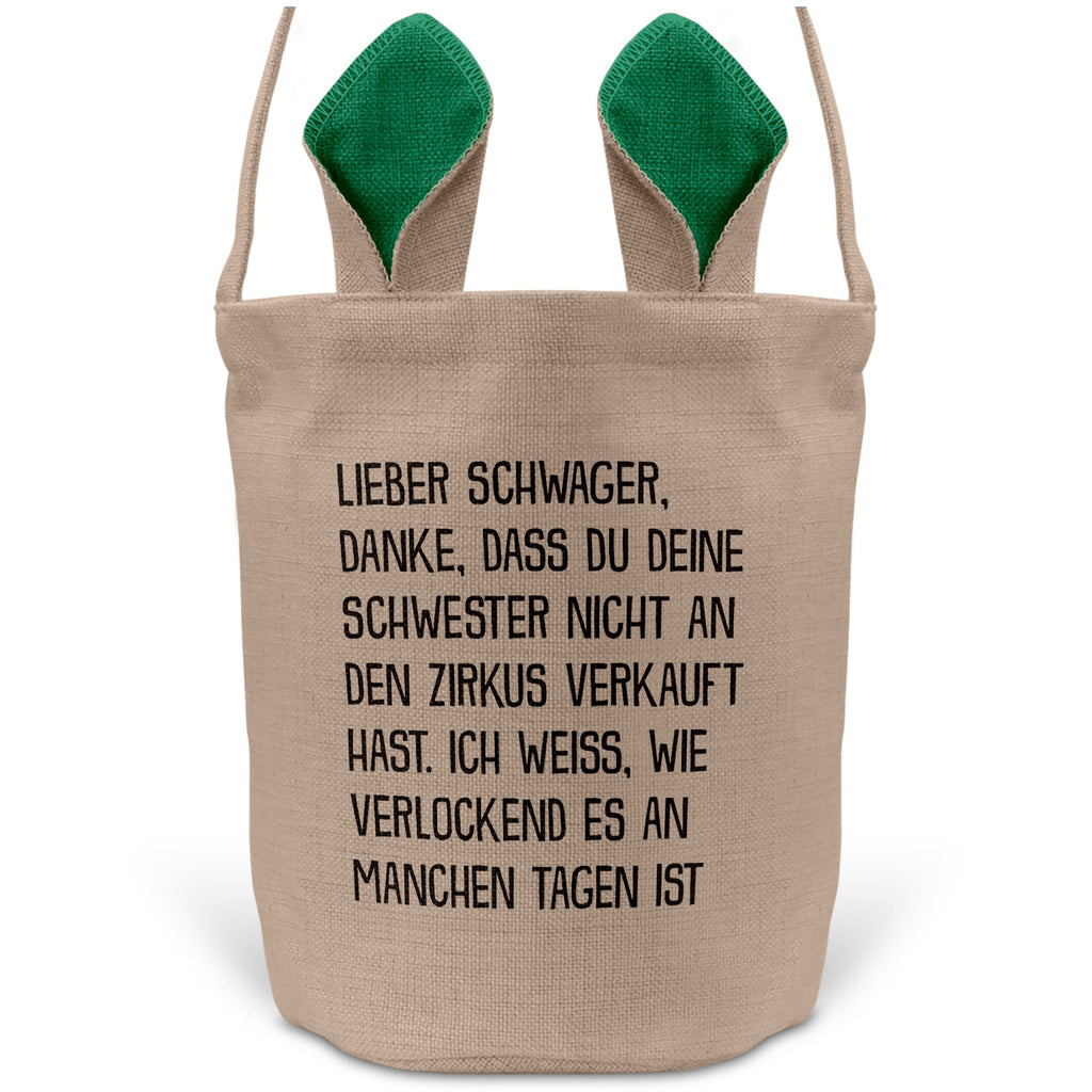 22Feels® Schwager Osterkorb -Deine Schwester- mit Henkel Ostergeschenk Tragetasche Ostern Deko Osternest Körbchen Hasenohren (Beige/Grün)-Ostern Tragetasche-22Feels