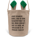 22Feels® Schwager Osterkorb -Deine Schwester- mit Henkel Ostergeschenk Tragetasche Ostern Deko Osternest Körbchen Hasenohren (Beige/Grün)-Ostern Tragetasche-22Feels