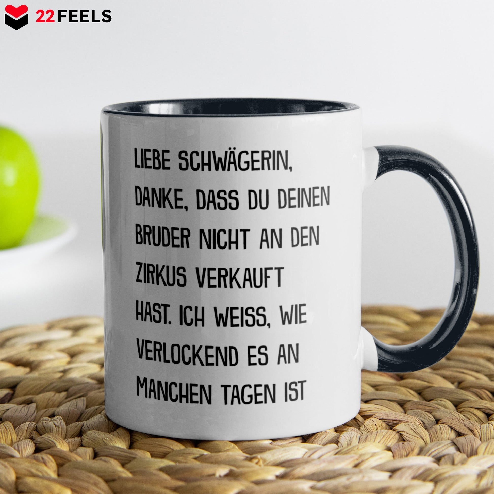 22Feels® Schwägerin Geschenk - Tasse mit Spruch (Weiss-Schwarz, 320ml)-TwoTone Tasse Weiss-Schwarz 320ml-22Feels