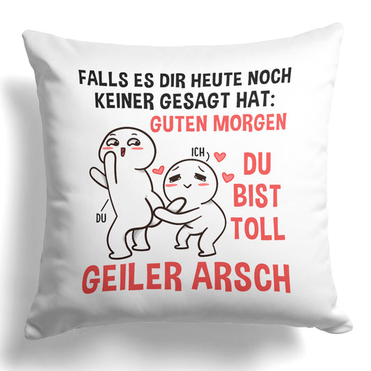 22Feels® Paar Geschenk zum Jahrestag, Valentinstag, Hochzeitstag etc. - Kissen mit Spruch (Weiss 40x40cm)-Kissen Weiss 40x40-22Feels