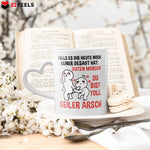 22Feels® Paar Geschenk zum Jahrestag, Hochzeitstag, Valentinstag etc. - Tasse mit Spruch: Guten Morgen (Herzhenkel, Weiss, 320ml)-Tasse Weiss Herzhenkel 320ml-22Feels