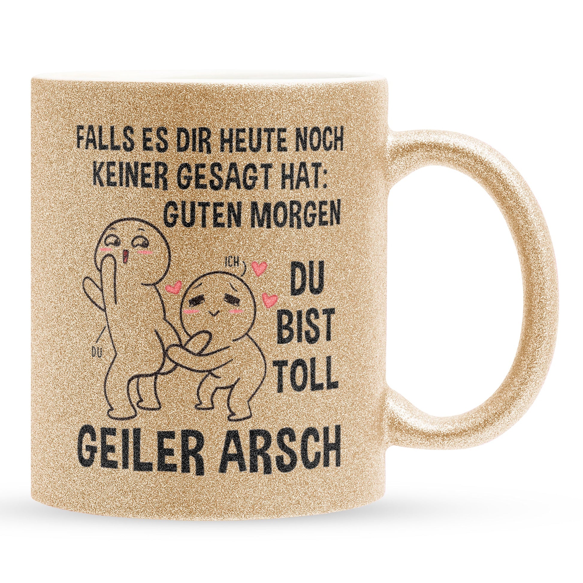 22Feels® Pärchen Geschenk zum Jahrestag, Hochzeitstag, Valentinstag etc. - Glitzertasse mit Spruch (Gold, 320ml)-Glitzertasse Gold 320ml-22Feels