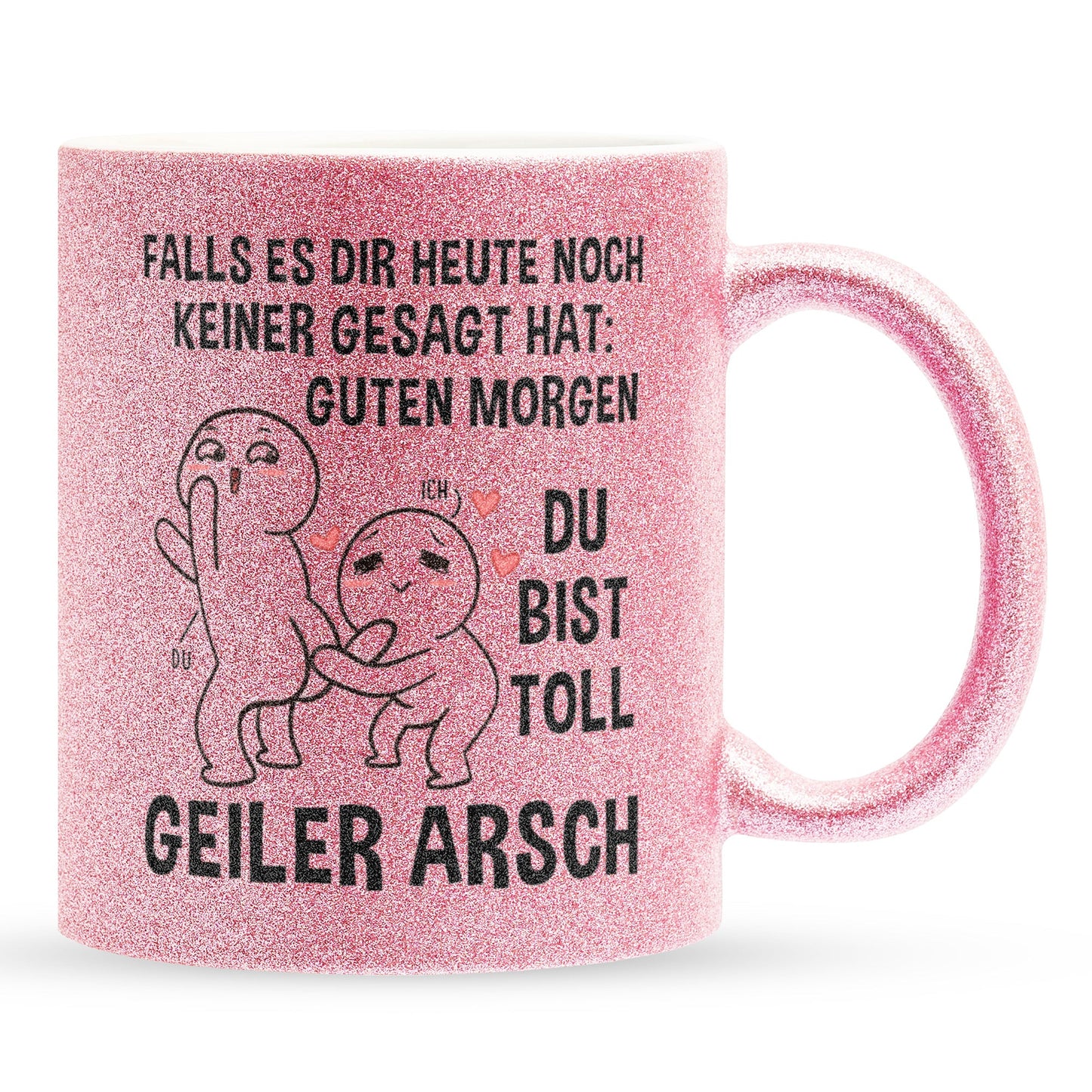 22Feels® Pärchen Geschenk zum Jahrestag, Hochzeitstag, Valentinstag etc. - Glitzertasse mit Spruch (Pink, 320ml)-Glitzertasse Pink 320ml-22Feels