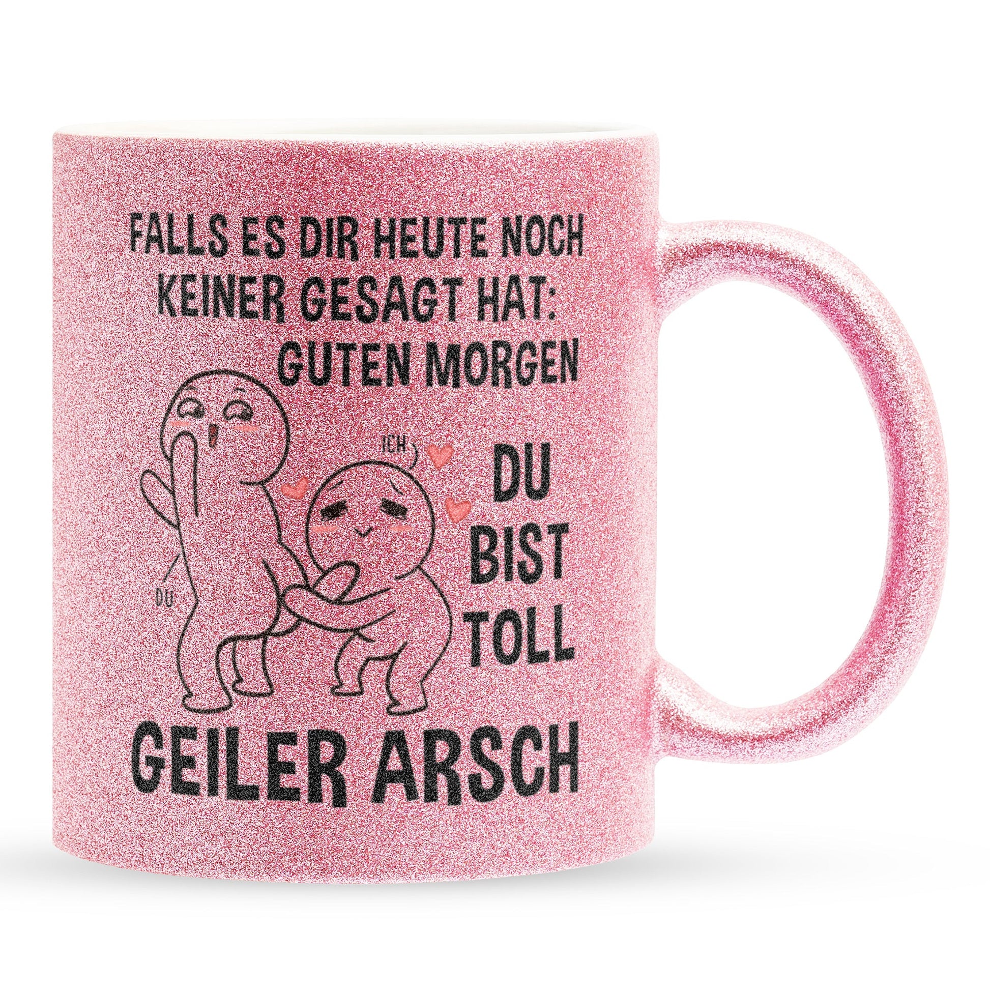 22Feels® Pärchen Geschenk zum Jahrestag, Hochzeitstag, Valentinstag etc. - Glitzertasse mit Spruch (Pink, 320ml)-Glitzertasse Pink 320ml-22Feels