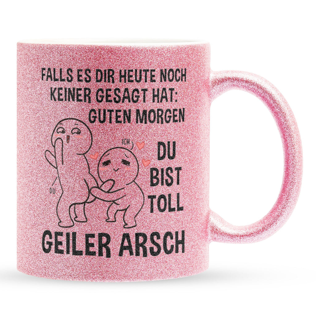 22Feels® Pärchen Geschenk zum Jahrestag, Hochzeitstag, Valentinstag etc. - Glitzertasse mit Spruch (Pink, 320ml)-Glitzertasse Pink 320ml-22Feels