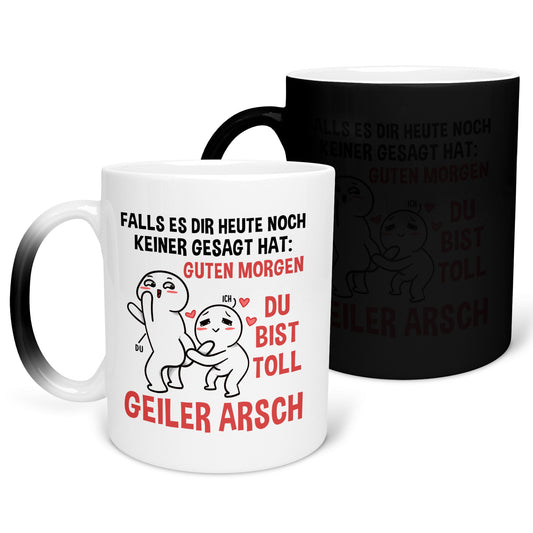 22Feels® Pärchen Geschenk zum Jahrestag, Hochzeitstag, Valentinstag etc. - Zaubertasse mit Spruch (Matt-Schwarz und Weiss, 320ml)-Farbwechsel Tasse Matt 320ml-22Feels