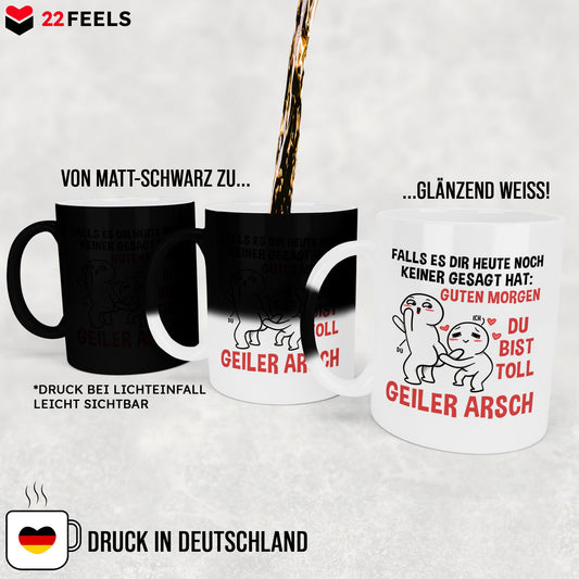 22Feels® Pärchen Geschenk zum Jahrestag, Hochzeitstag, Valentinstag etc. - Zaubertasse mit Spruch (Matt-Schwarz und Weiss, 320ml)-Farbwechsel Tasse Matt 320ml-22Feels