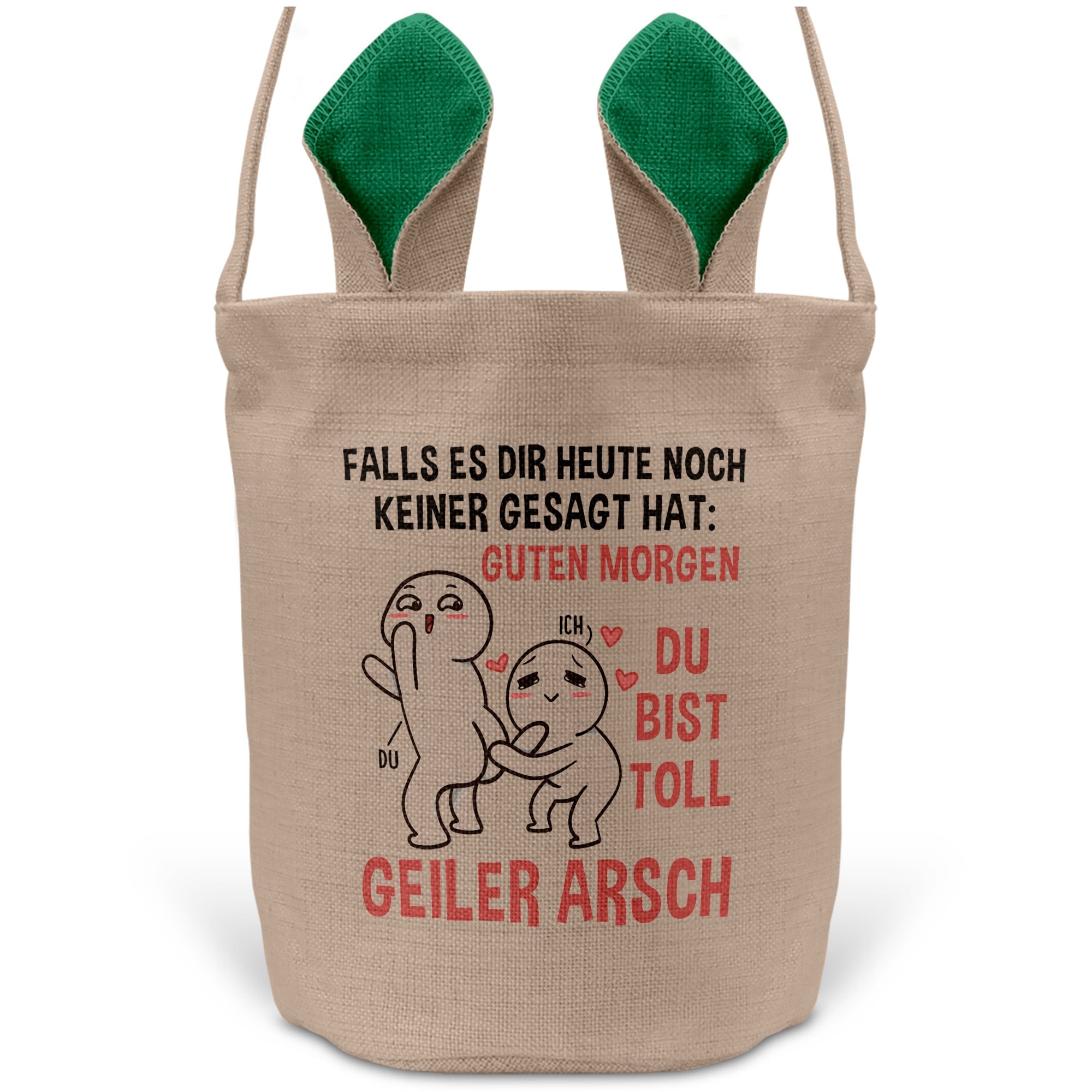 22Feels® Männer Frauen Osterkorb Ehefrau Ehemann Freund Freundin Ostern mit Henkel Ostergeschenk Tragetasche Ostern Deko Osternest Körbchen Hasenohren (Beige/Grün)-Ostern Tragetasche-22Feels