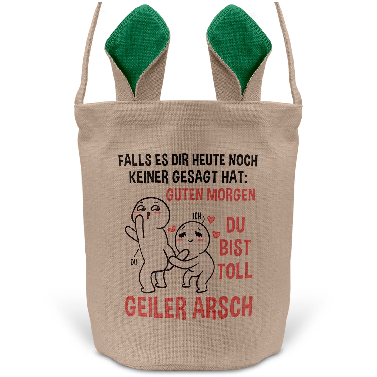 22Feels® Männer Frauen Osterkorb Ehefrau Ehemann Freund Freundin Ostern mit Henkel Ostergeschenk Tragetasche Ostern Deko Osternest Körbchen Hasenohren (Beige/Grün)-Ostern Tragetasche-22Feels