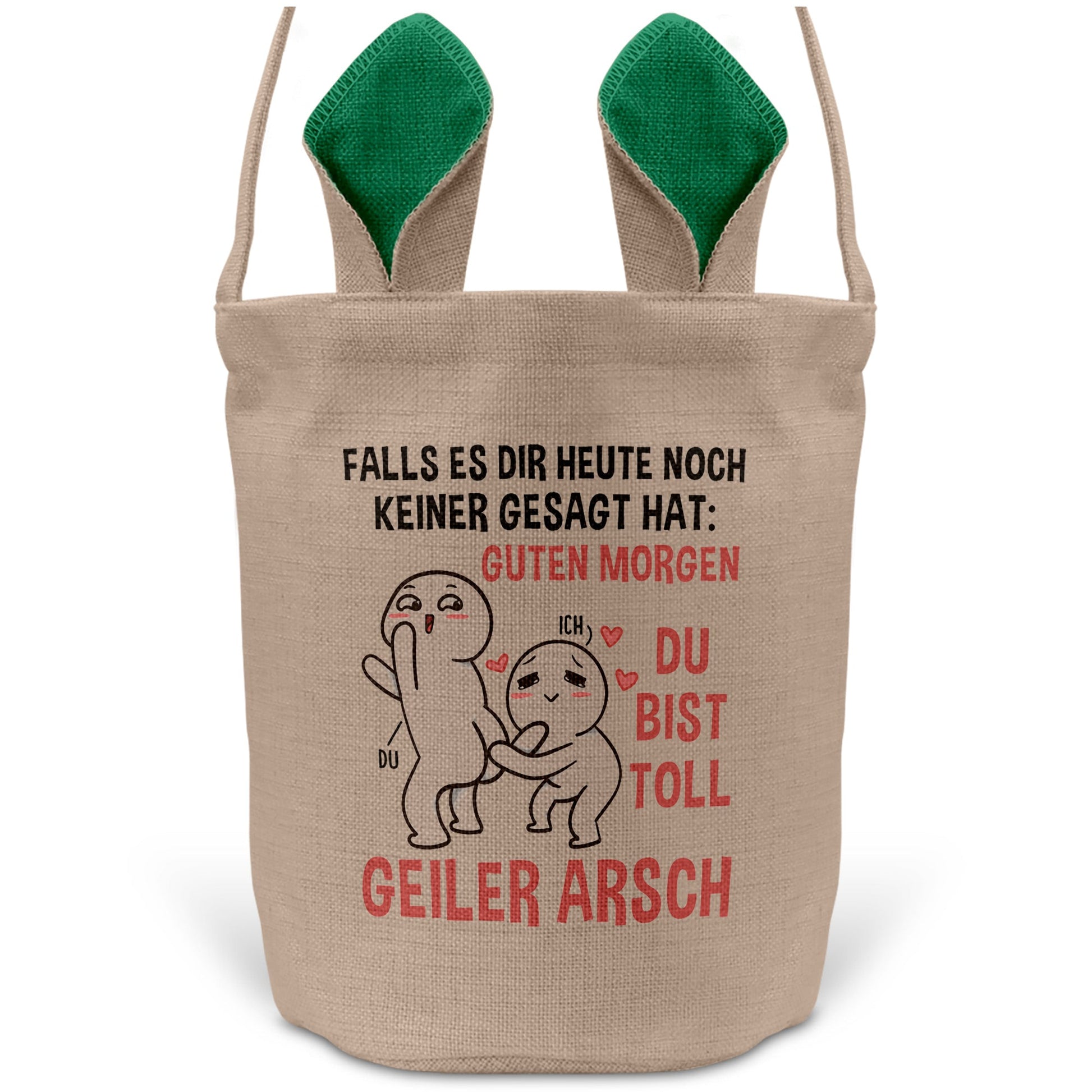 22Feels® Männer Frauen Osterkorb Ehefrau Ehemann Freund Freundin Ostern mit Henkel Ostergeschenk Tragetasche Ostern Deko Osternest Körbchen Hasenohren (Beige/Grün)-Ostern Tragetasche-22Feels