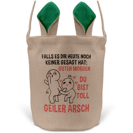 22Feels® Männer Frauen Osterkorb Ehefrau Ehemann Freund Freundin Ostern mit Henkel Ostergeschenk Tragetasche Ostern Deko Osternest Körbchen Hasenohren (Beige/Grün)-Ostern Tragetasche-22Feels