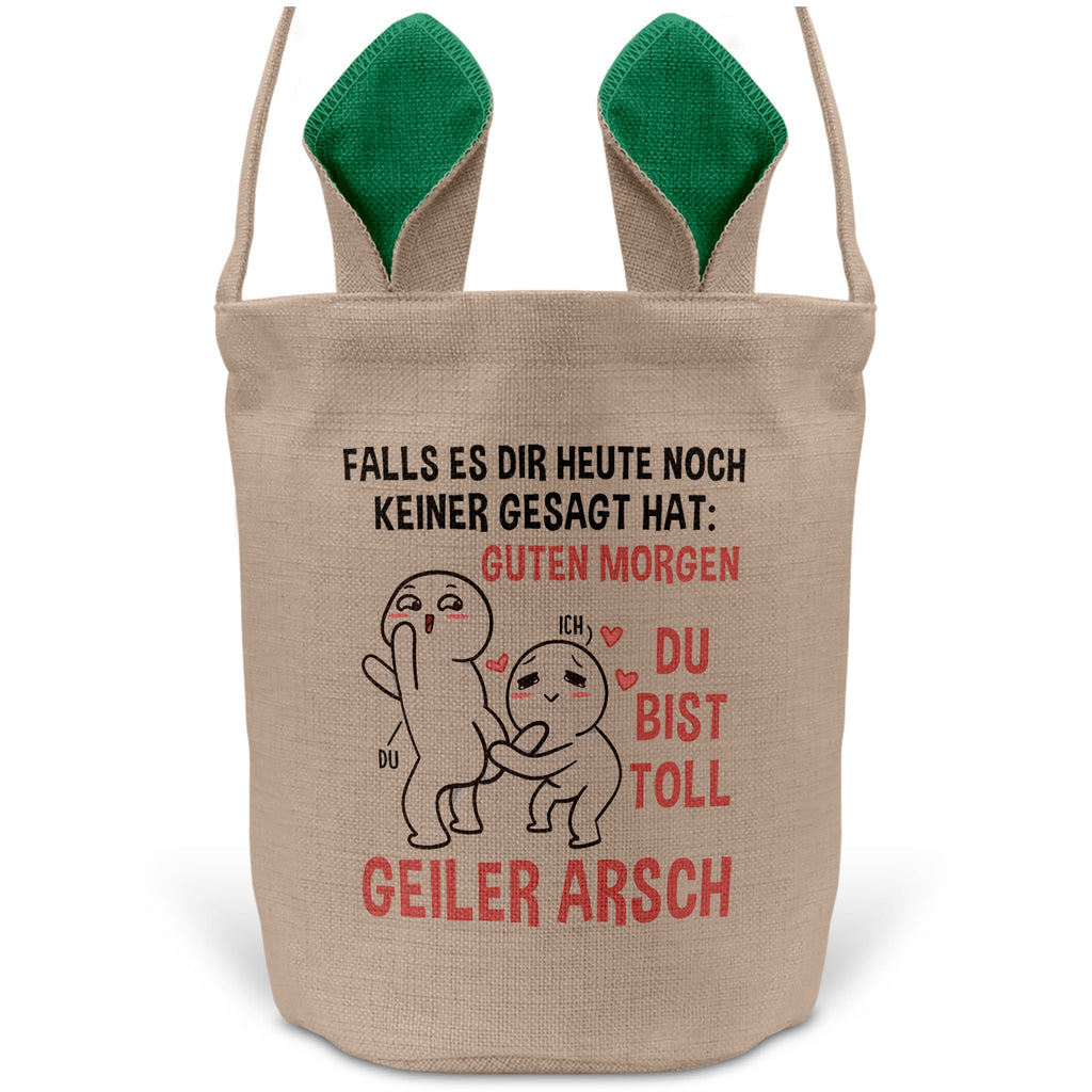 22Feels® Männer Frauen Osterkorb Ehefrau Ehemann Freund Freundin Ostern mit Henkel Ostergeschenk Tragetasche Ostern Deko Osternest Körbchen Hasenohren (Beige/Grün)-Ostern Tragetasche-22Feels