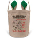 22Feels® Männer Frauen Osterkorb Ehefrau Ehemann Freund Freundin Ostern mit Henkel Ostergeschenk Tragetasche Ostern Deko Osternest Körbchen Hasenohren (Beige/Grün)-Ostern Tragetasche-22Feels