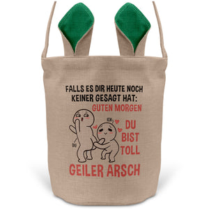 22Feels® Männer Frauen Osterkorb Ehefrau Ehemann Freund Freundin Ostern mit Henkel Ostergeschenk Tragetasche Ostern Deko Osternest Körbchen Hasenohren (Beige/Grün)-Ostern Tragetasche-22Feels