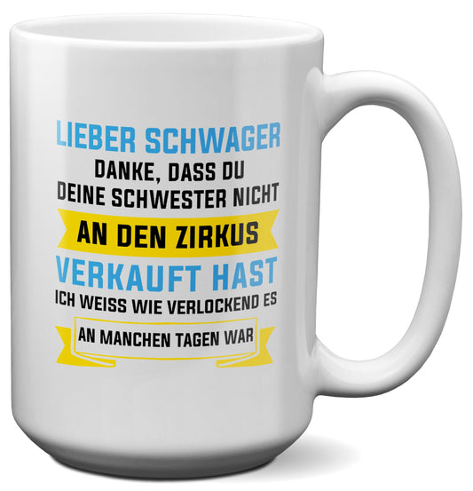 22Feels® Schwager Geschenk - XL Tasse mit Spruch (Weiss, 440ml)-Weisse XL Tasse 440ml-22Feels