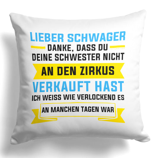 22Feels® Schwager Geschenk - Kissen mit Spruch (Weiss 40x40cm)-Kissen Weiss 40x40-22Feels