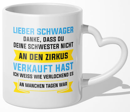22Feels® Schwager Geschenk - Tasse mit Spruch (Herzhenkel, Weiss, 320ml)-Tasse Weiss Herzhenkel 320ml-22Feels