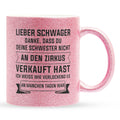 22Feels® Schwager Geschenk - Glitzertasse mit Spruch (Pink, 320ml)-Glitzertasse Pink 320ml-22Feels