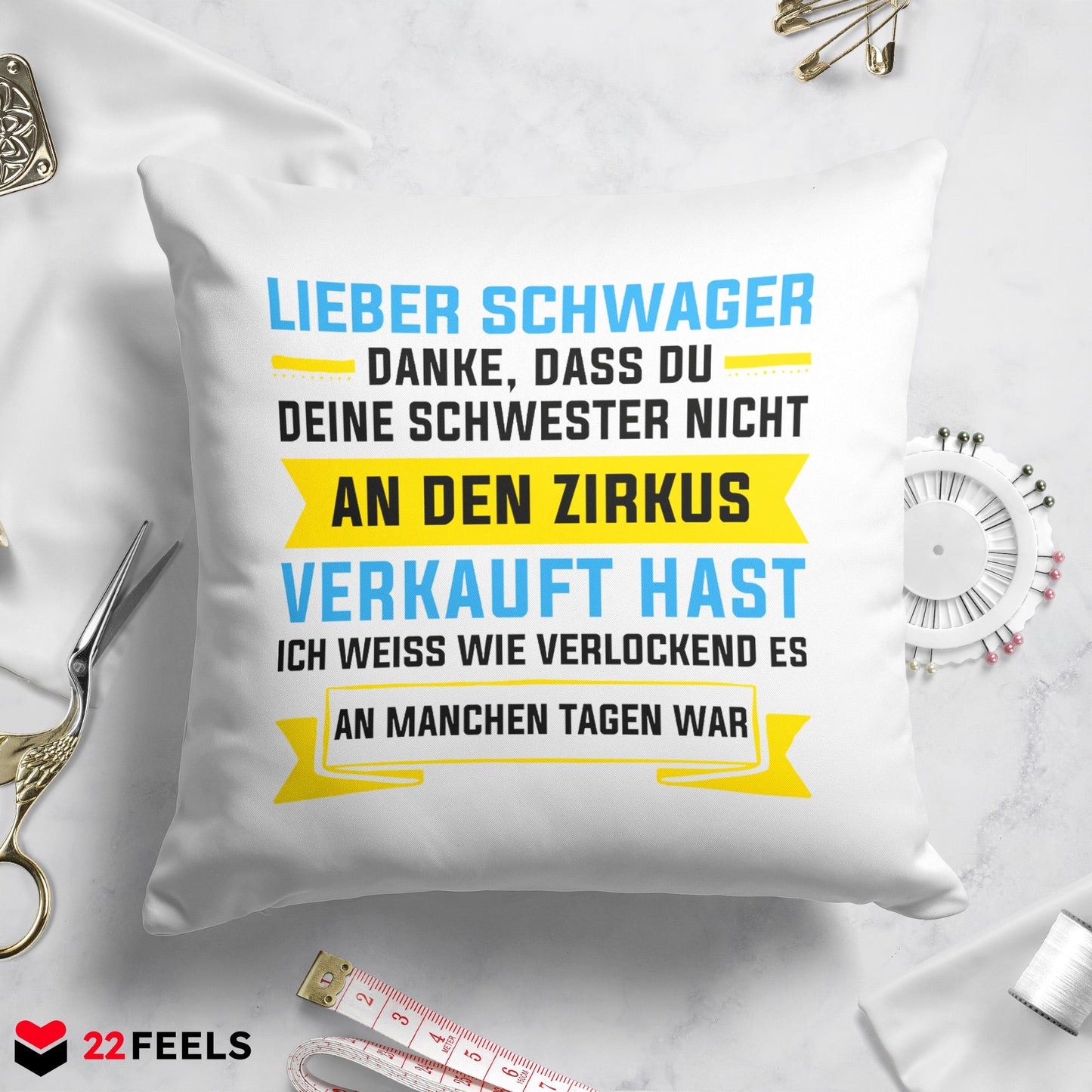22Feels® Schwager Geschenk - Kissen mit Spruch (Weiss 40x40cm)-Kissen Weiss 40x40-22Feels