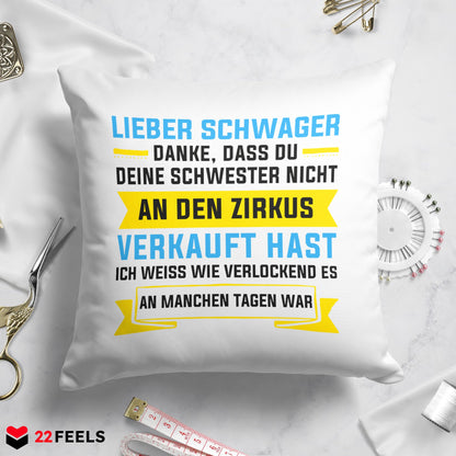 22Feels® Schwager Geschenk - Kissen mit Spruch (Weiss 40x40cm)-Kissen Weiss 40x40-22Feels