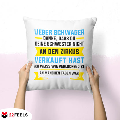 22Feels® Schwager Geschenk - Kissen mit Spruch (Weiss 40x40cm)-Kissen Weiss 40x40-22Feels