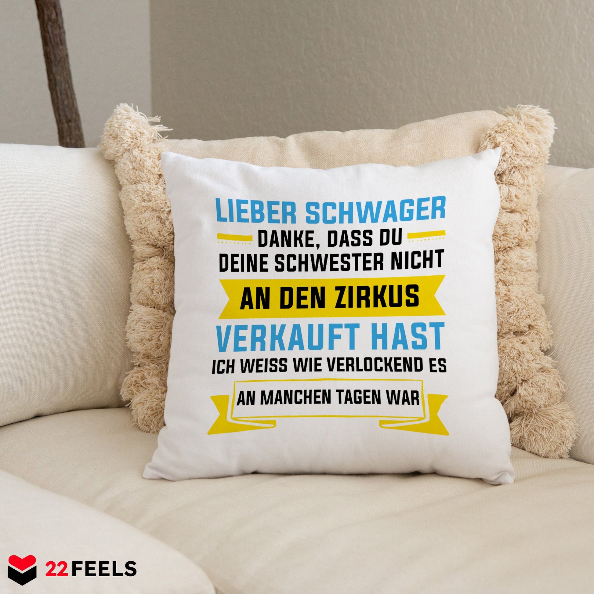 22Feels® Schwager Geschenk - Kissen mit Spruch (Weiss 40x40cm)-Kissen Weiss 40x40-22Feels