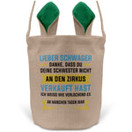 22Feels® Schwager Osterkorb -Deine Schwester- mit Henkel Ostergeschenk Tragetasche Ostern Deko Osternest Körbchen Hasenohren (Beige/Grün)-Ostern Tragetasche-22Feels