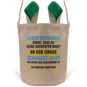 22Feels® Schwager Osterkorb -Deine Schwester- mit Henkel Ostergeschenk Tragetasche Ostern Deko Osternest Körbchen Hasenohren (Beige/Grün)-Ostern Tragetasche-22Feels