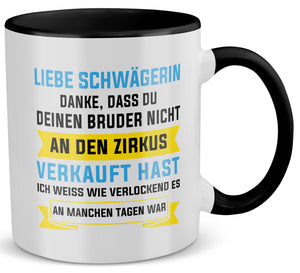 22Feels® Schwägerin Geschenk - Tasse mit Spruch (Weiss-Schwarz, 320ml)-TwoTone Tasse Weiss-Schwarz 320ml-22Feels