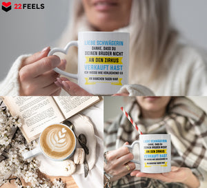 22Feels® Schwägerin Geschenk - Tasse mit Spruch (Herzhenkel, Weiss, 320ml)-Tasse Weiss Herzhenkel 320ml-22Feels