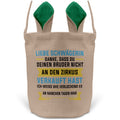 22Feels® Schwägerin Osterkorb -Dein Bruder- mit Henkel Ostergeschenk Tragetasche Ostern Deko Osternest Körbchen Hasenohren (Beige/Grün)-Ostern Tragetasche-22Feels