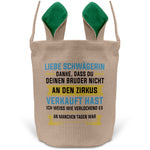 22Feels® Schwägerin Osterkorb -Dein Bruder- mit Henkel Ostergeschenk Tragetasche Ostern Deko Osternest Körbchen Hasenohren (Beige/Grün)-Ostern Tragetasche-22Feels