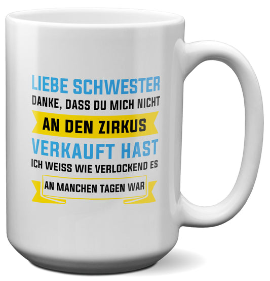 22Feels® Geschenk für Grosse Schwester - XL Tasse mit Spruch (Weiss, 440ml)-Weisse XL Tasse 440ml-22Feels