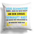 22Feels® Geschenk für Grosse Schwester - Kissen mit Spruch (Weiss 40x40cm)-Kissen Weiss 40x40-22Feels