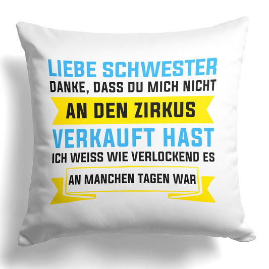 22Feels® Geschenk für Grosse Schwester - Kissen mit Spruch (Weiss 40x40cm)-Kissen Weiss 40x40-22Feels